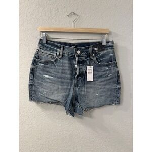 EXPRESS Shorts Womens 6 Distressed Cutoffs Button Fly Medium‎ Wash Denim NWT